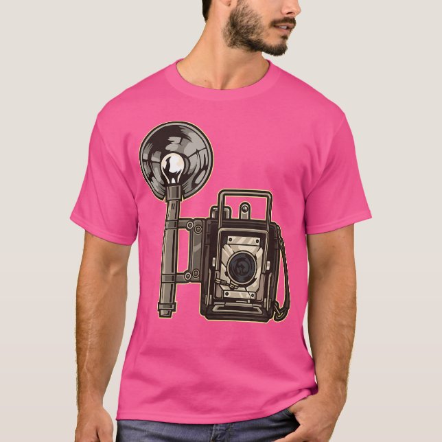 Retro analog kamera med blixt - Fotografering T Shirt (Framsida)
