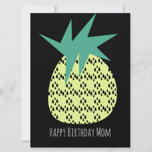 Retro Ananas Glad Födelsedag Gul Svart Kort