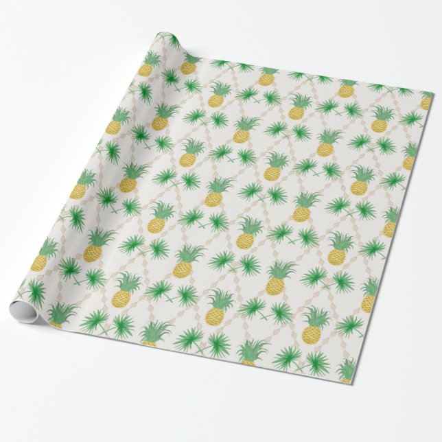Retro, ananas presentpapper (Utrullad)