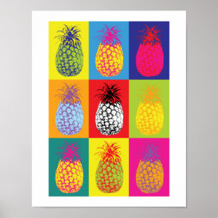 Retro ananassle-pop Art Bright Kitchen-matutskrift Poster