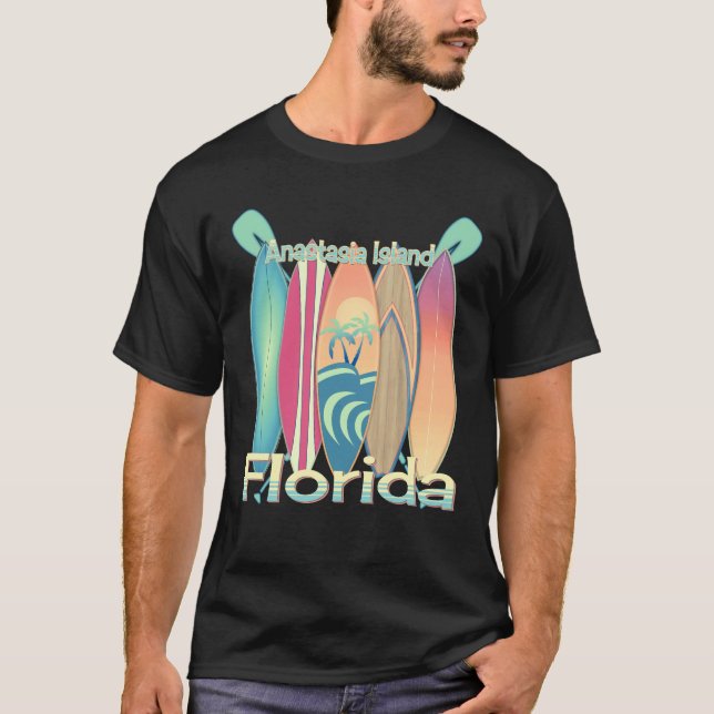 Retro Anastasia Island Florida SUP Stå upp Paddle T Shirt (Framsida)