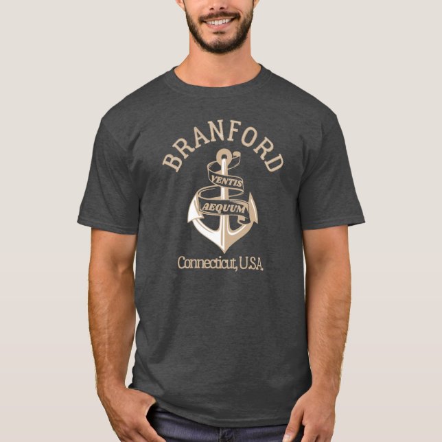 Retro Anchor Branford Connecticut US T Shirt (Framsida)