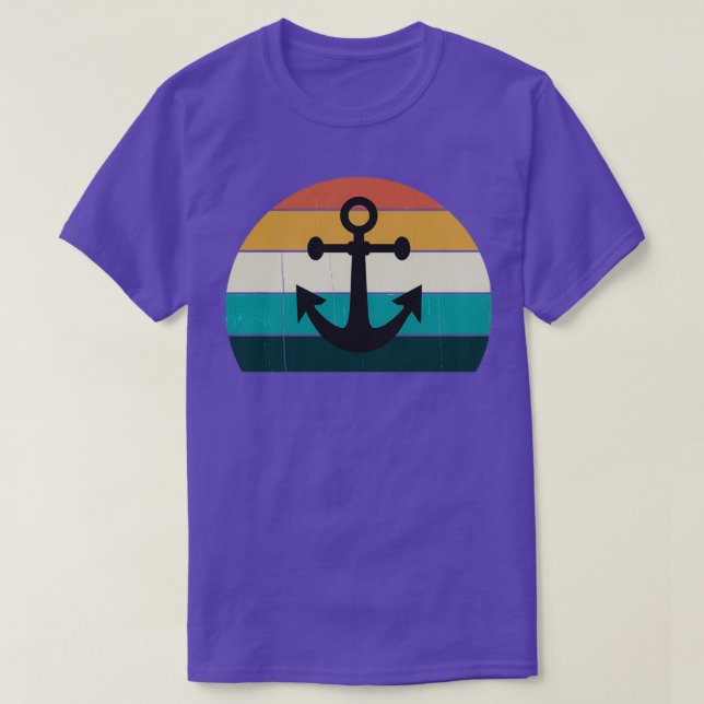 Retro Anchor Sunset Sea Family Cruise Boating Kärl T Shirt (Design framsida)