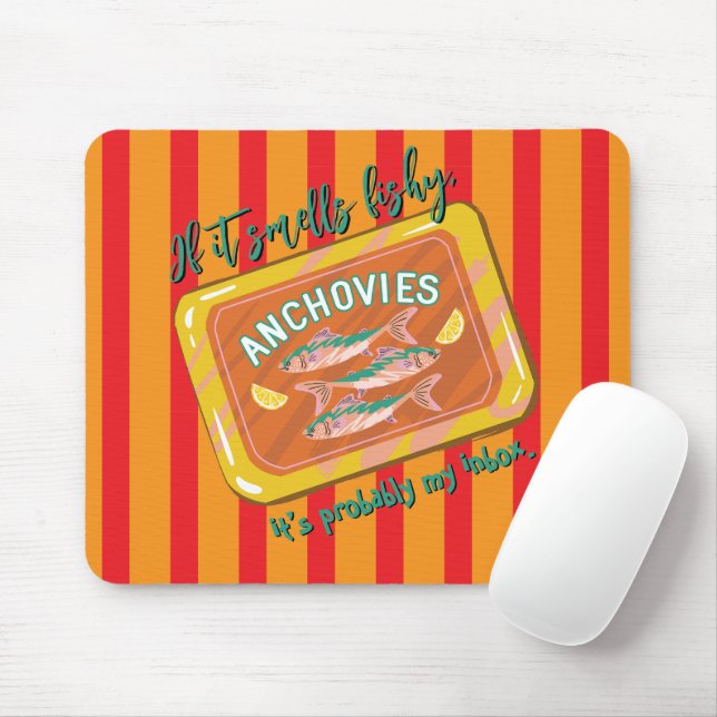 Retro Anchovies Funny Office Humor Mousepad Musmatta (Med mus)
