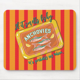Retro Anchovies Funny Office Humor Mousepad Musmatta