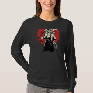 Retro Ancient japanskt Warrior på baksidan av Toky T Shirt