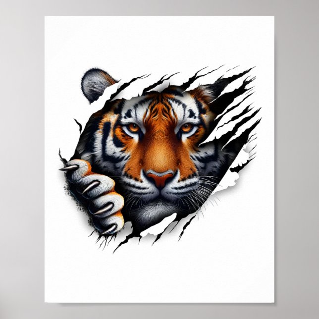 Retro anda tiger ansikte skjorta design fotll Tige Poster (Framsidan)