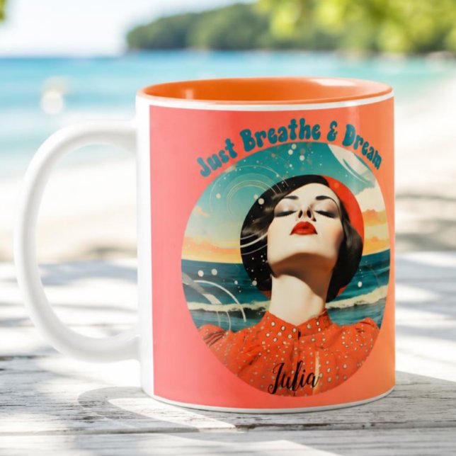 Retro Andas bara och dröm Orange kaffemug Två-Tonad Mugg (Skapare uppladdad)