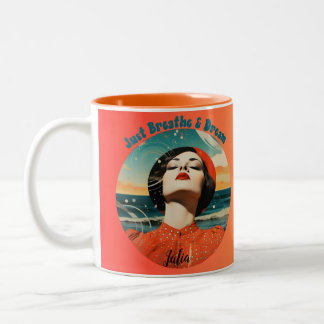 Retro Andas bara och dröm Orange kaffemug Två-Tonad Mugg