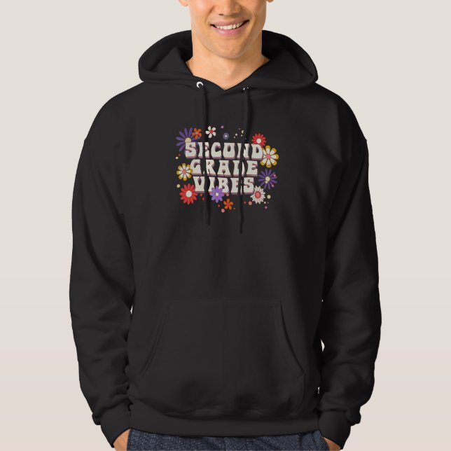 Retro Andra Klass Känsla Boho Blommig Hippie Lärar Hoodie (Framsida)