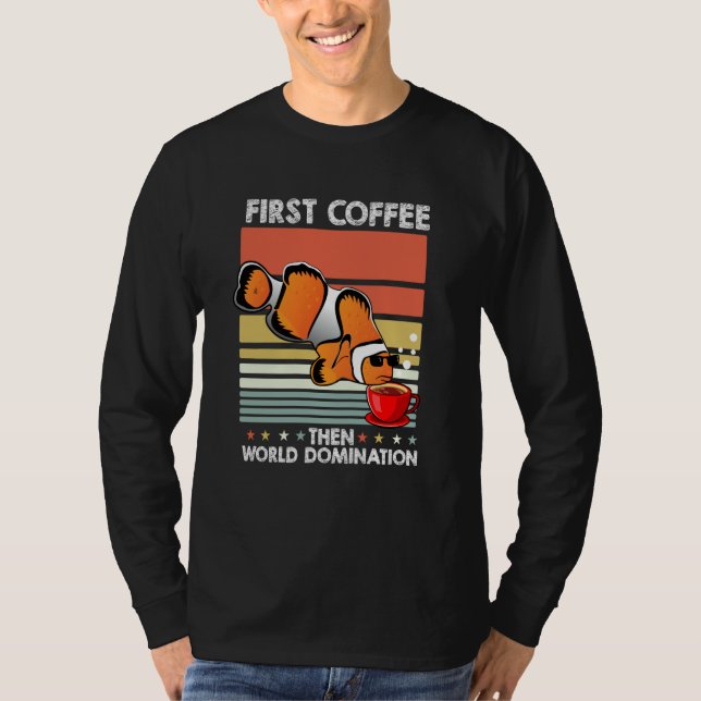 Retro Anemonefish Sunglasses Coffee  Vintage Clown T Shirt (Framsida)