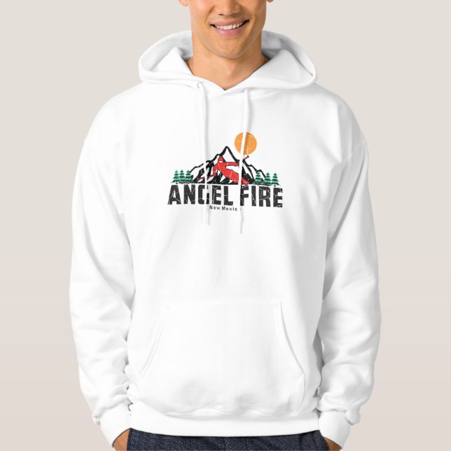 Retro Angel Fire Mountain Ski Sunset Hoodie (Framsida)