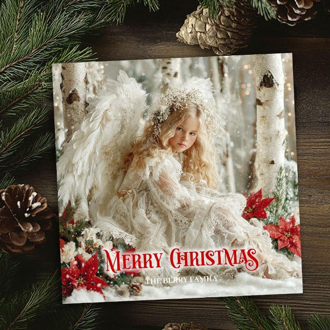 Retro angelic angel red white gold cheerful card julkort (Retro angelic angel red white gold cheerful greeting card

)