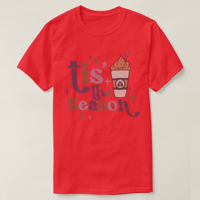 Retro anger att säsonspumpan Latte Lycklig faller  T Shirt (Design framsida)