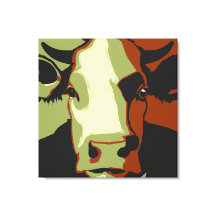 Retro Animal Pop Art Cow Porträtt i Cowmoflage