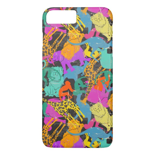 Retro Animal Silhouettes Mönster Case-Mate iPhone Skal (Baksida)