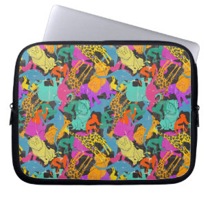Retro Animal Silhouettes Mönster Laptop Sleeve