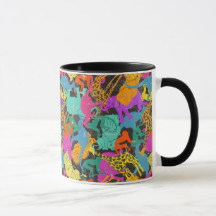 Retro Animal Silhouettes Mönster Mugg