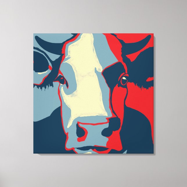 Retro Animal Wall Pop Art Cow Porträtt Canvastryck (Framsida)
