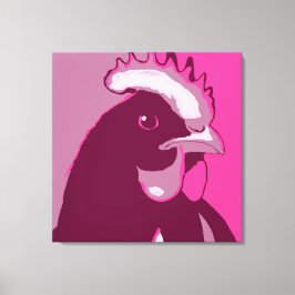 Retro Animal Wall Pop Art Rosa Chicken Porträtt Canvastryck