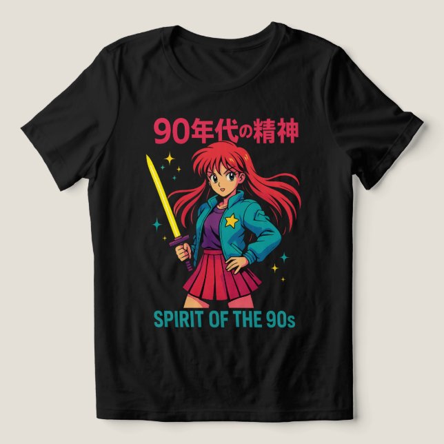Retro Anime 90s Vaporwave Stil T Shirt (Design Framsida)