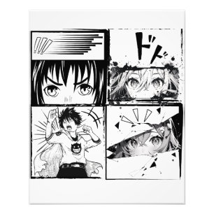 Retro Anime-åtgärdsstödraster Fototryck