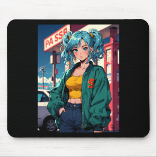Retro Anime Bensinstation Flicka Vintage Gatmoda Musmatta