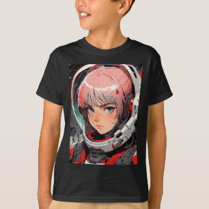 Retro Anime Rymdpilot Flicka Futuristisk Scifi Äve T Shirt