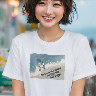 Retro Anime Summer Beach Fully Customizable Text T Shirt