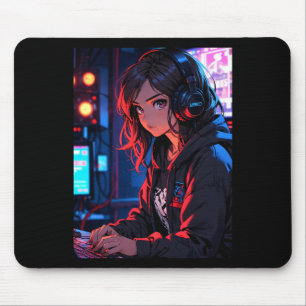 Retro Anime Tjej Gamer Cyberpunk Streaming Setup S Musmatta