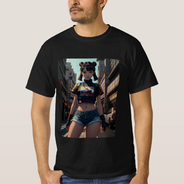 Retro Anime Tokyo Streets T Shirt (Framsida)