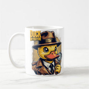 Retro Anka-detektiv på Gult Faded Linjer Kaffemugg