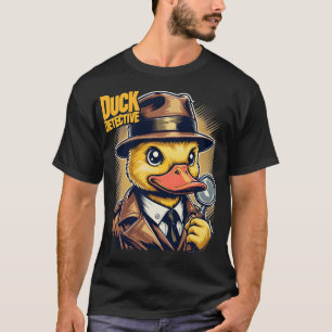Retro Anka-detektiv på Gult Faded Linjer T Shirt