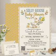 Retro anka & gosling baby shower inbjudan