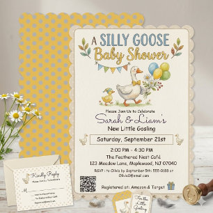 Retro anka & gosling baby shower inbjudan