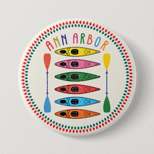 Retro Ann Arbor Kayaking Knapp (Framsida)