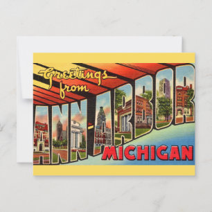 Retro Ann Arbor Michigan Hälsning Vykort