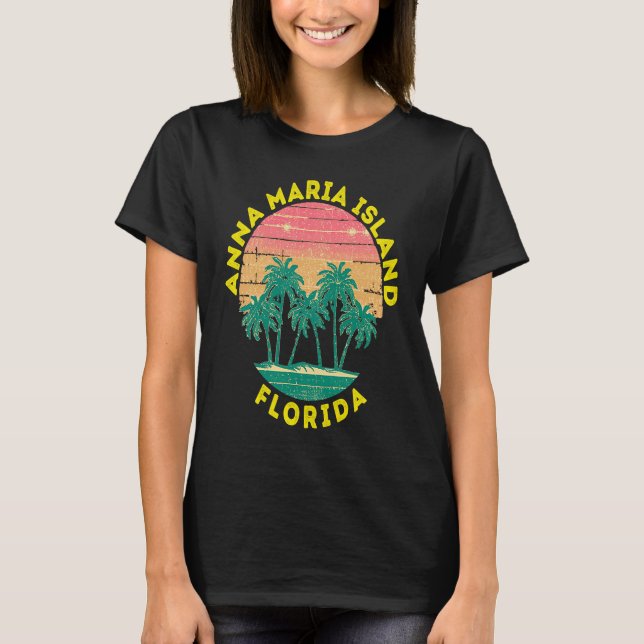 Retro Anna Maria Island Vacation Souvenir Palm Tre T Shirt (Framsida)