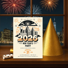 Retro annonser om 2026 års nyår Party Inbjudningar