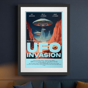 Retro Anpassad Sci Fi UFO hemmabiofilm Poster