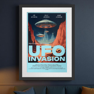 Retro Anpassad Sci Fi UFO hemmabiofilm Poster