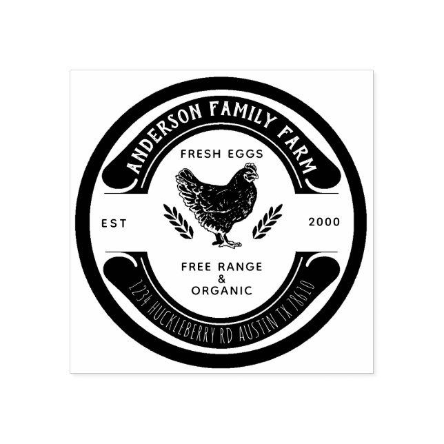 Retro Anpassningsbar Fresh Eggs Family Farm Rubber Stämpel (Tryck)