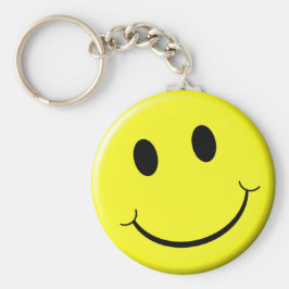 Retro Ansikte Bright Gult Smile Nyckelring