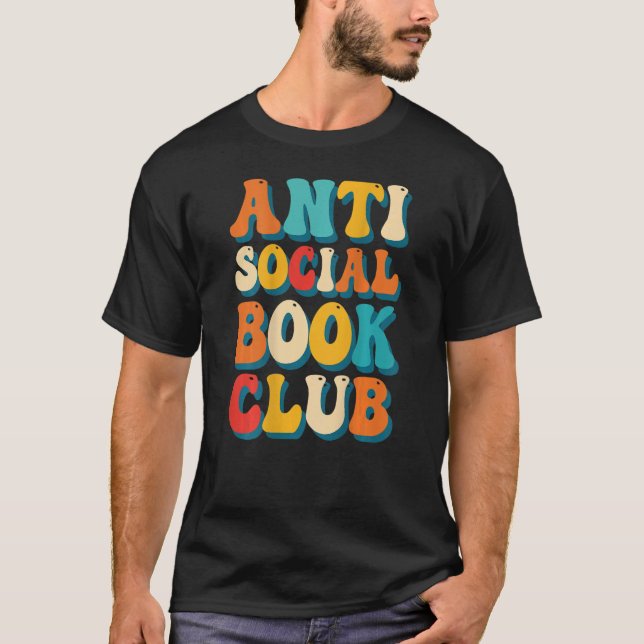 Retro Anti Social Bok Klubb Readers T Shirt (Framsida)