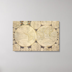 Retro Antique Vintage World Map Wall Canvas Art