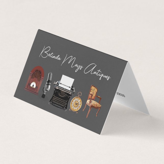 Retro Antiques Dealer Affärskort Tält Stil Visitkort (Framsida)