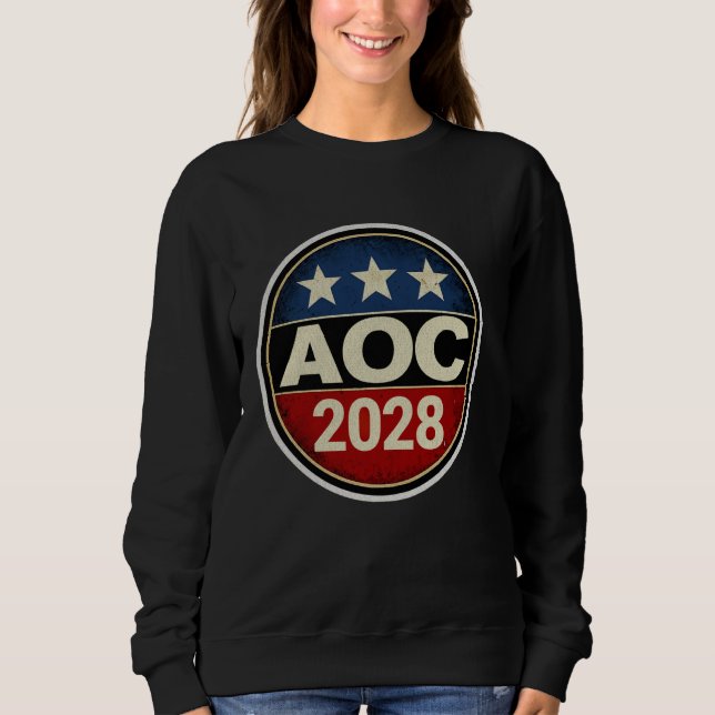 Retro AOC 2028 Fight Oligarchy Protest ResistBern T Shirt (Framsida)
