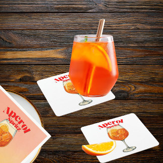 Retro Aperol konsttryck Spritz Cocktail Bar-fest Underlägg Papper Kvadrat