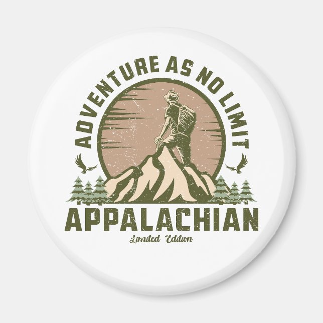Retro Appalachian Mountains Hike Sunset T-Shirt Magnet (Framsidan)