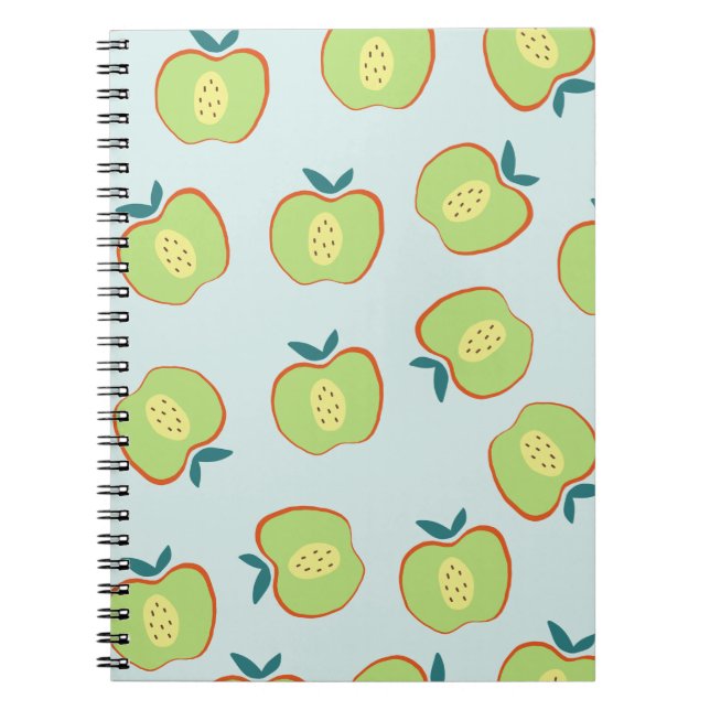 Retro Apple Fruit Pattern Notebook Anteckningsbok (Framsidan)